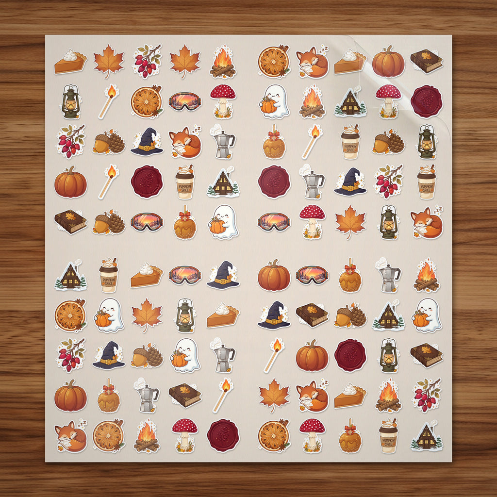 Cozy Autumn Sticker Sheets – 100 Cute Fall Raised UV Stickers – PRESSÉ ...
