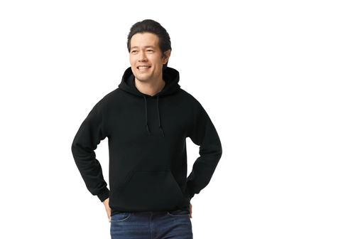 Blank black Gildan 18500 heavy blend unisex hoodie, plain hooded sweatshirt