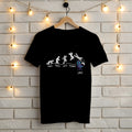 Mon to Fri Gamer black t-shirt – funny stick figure work week design diving into a gaming chair with a controller on Friday, Gildan 5000