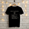 Black Gildan 5000 t-shirt with funny Thanksgiving Notice to All Relatives list: no questions about marriage, no career talk, pass the stuffing