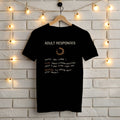 Black Gildan 5000 t-shirt with funny Thanksgiving Adult Responses loading screen: 99% loaded, error with 5-year plan questions, try again after dessert