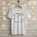 White Gildan 5000 t-shirt with funny Post-Thanksgiving Crash energy level graph and pumpkin pie design