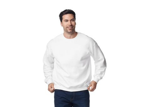 Blank white Gildan 18000 heavy blend unisex crewneck sweatshirt, plain sweatshirt