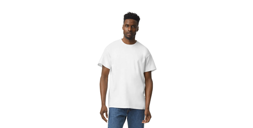 Blank white Gildan 5000 heavy cotton unisex t-shirt, plain tee