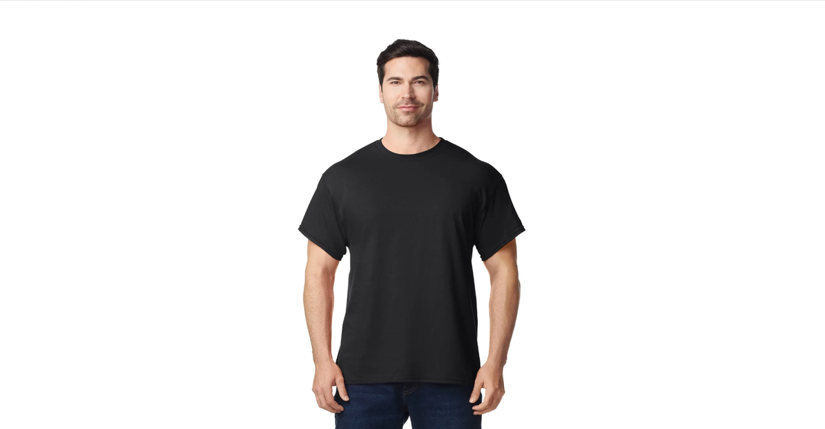 Blank black Gildan 5000 heavy cotton unisex t-shirt, plain tee